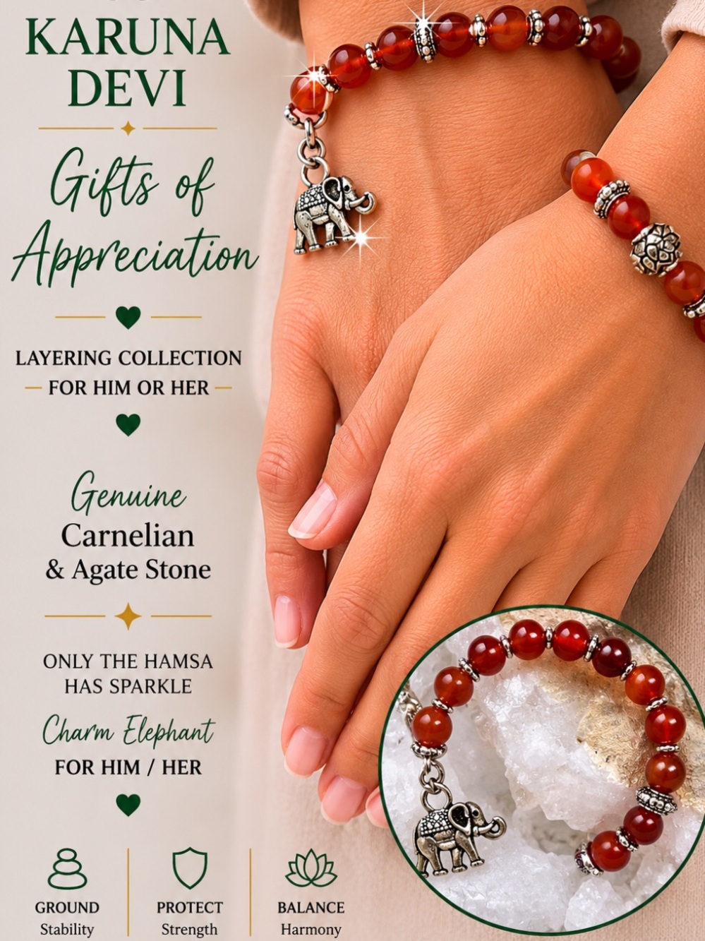 Carnelian Genuine Stone Bracelet with Clasp